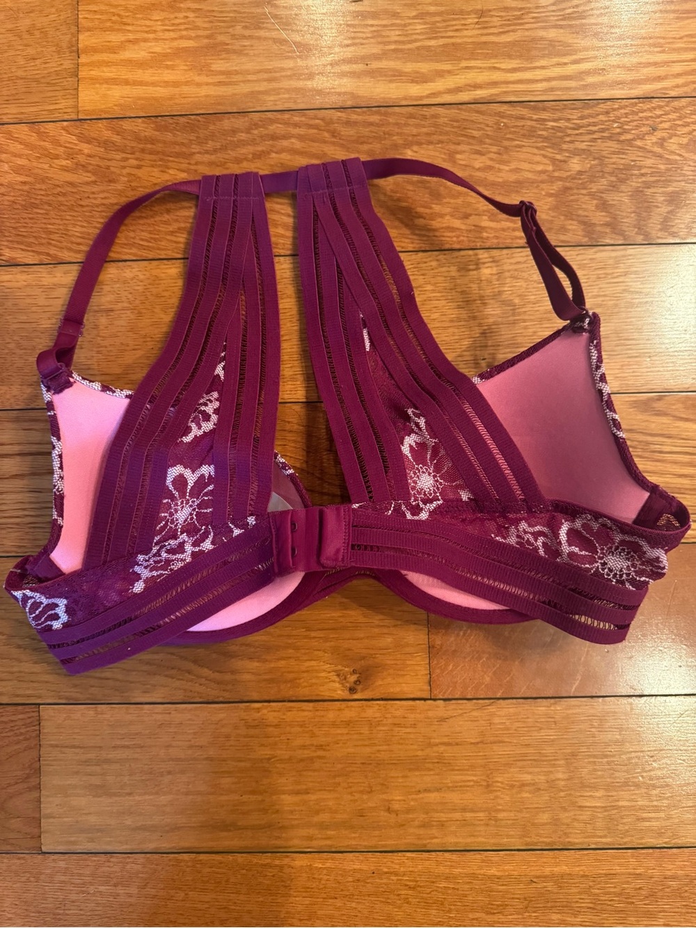 Victoria’s Secret PINK Floral Lace Cage Racerback Bra - 34B EUC - Picture 3 of 5